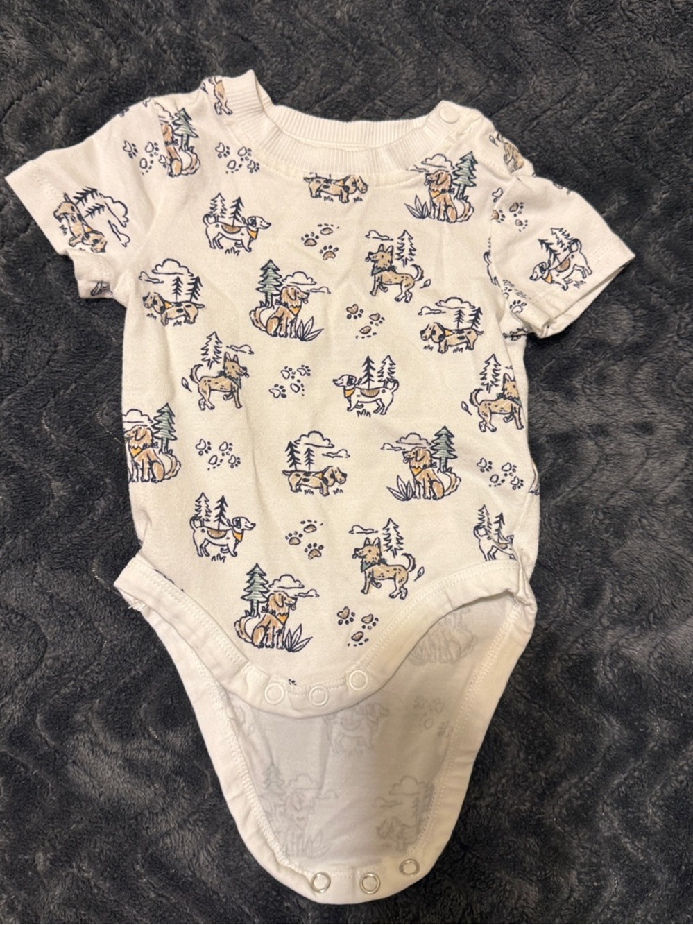 Baby One-Piece with Woodland Puppy Print 0-3M